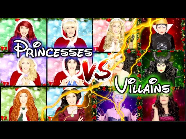 DISNEY PRINCESSES vs VILLAINS 12 Days Of Christmas - Disney Christmas Parody Battle