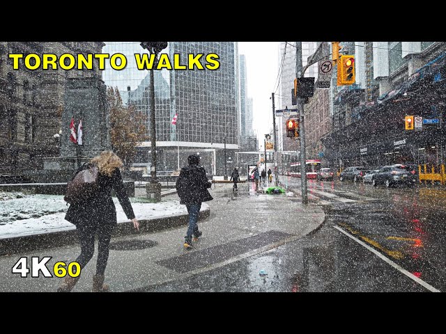 Downtown Toronto Snowfall Walk on Sunday, November 22, 2020 [ASMR]