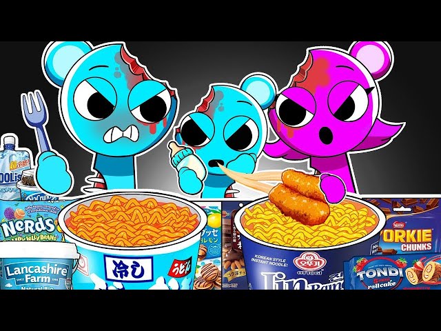 Incredibox Sprunki - Sky Family ANGRY Version Convenience Store Food Mukbang Animation