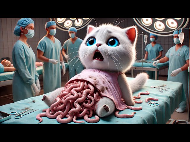 Kitten Belly😿 Contains Countless Worms!🐛 #ai #cat #cute #kitten #cartoon #cutecat #aicat