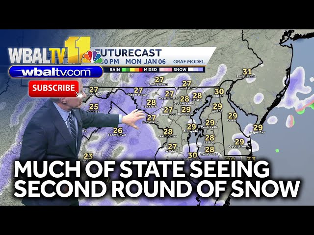 Second round of snow moves across region