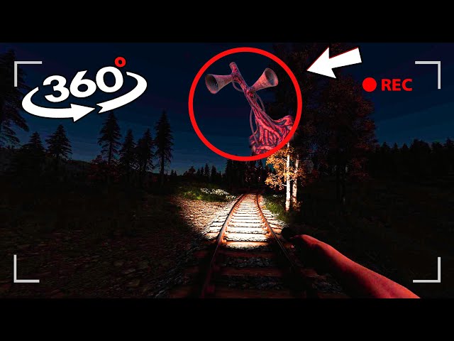 Scary Siren Head Chase in the dark forest / 360 video / 4K