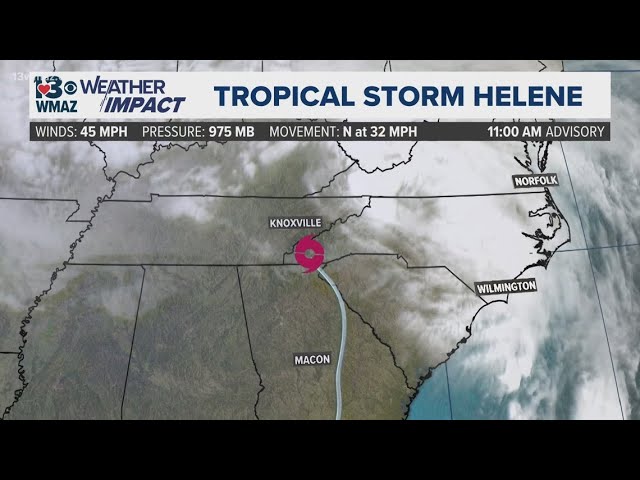 Helene continues to weaken, rain bands moving out of GA (Local Weather Forecast 1 PM 9/27/24)