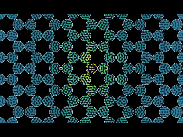 Higher frequency waves in a honeycomb lattice of connected circles