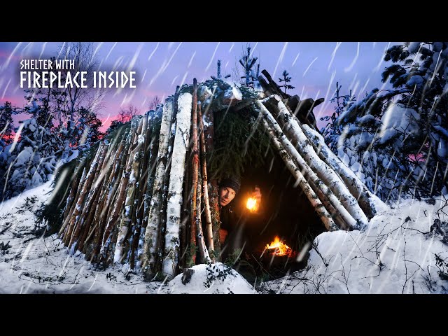 Building a Warm Shelter to Survive HEAVY SNOW: 3 Day Winter Camping