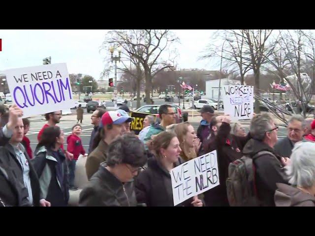 Demonstrators rally to reinstate former National Labor Relations Board chair | NBC4 Washington