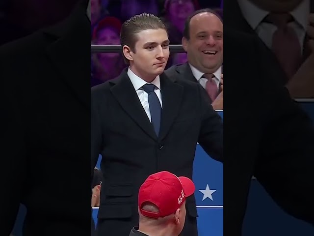 Barron Trump receives standing ovation at rally