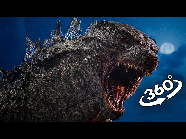 VR 360° Godzilla Atomic Breath in real life / Godzilla Beach Attack!