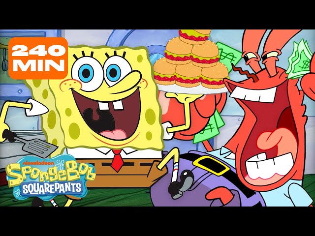 4 HOURS Inside the Krusty Krab 🍔 | SpongeBob