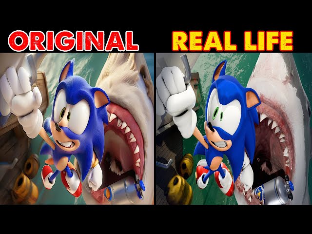 SONIC IN DANGER - SHARK | Sonic The Hedgehog 3 Animation | Original vs Plush Toys