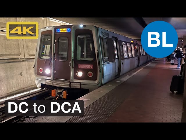 Riding WMATA Metrorail Blue Line, Washington DC to Reagan Washington National Airport DCA, Breda, 4K