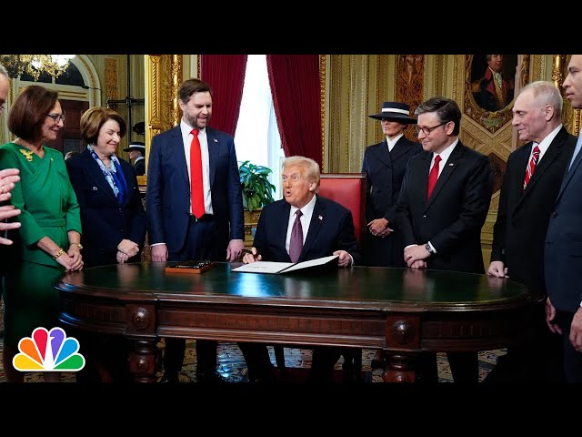 President Trump signs his first set of executive orders on Inauguration Day