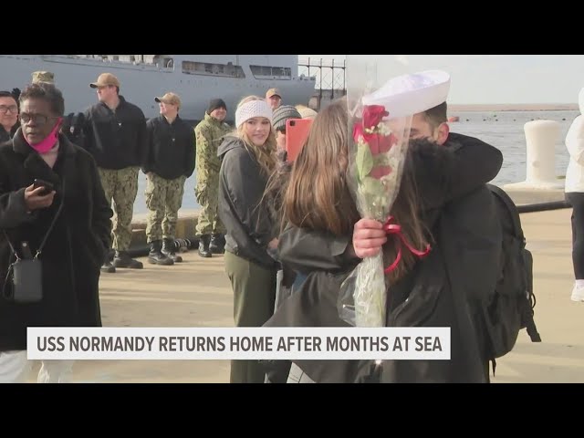 USS Normandy sailors reunite with families in Norfolk