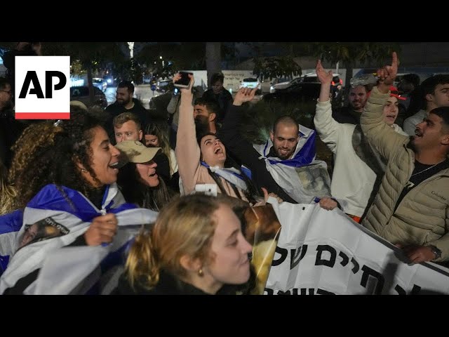 Jubilation outside Sheba Medical Center in Israel as released hostages arrive