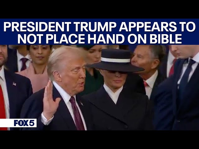 Trump appears to not place hand on Bible