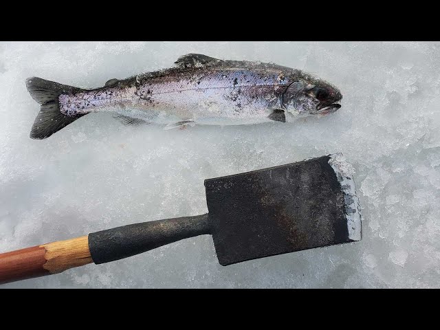 Forging an ice fishing chisel & scoop - testing it in Alaska