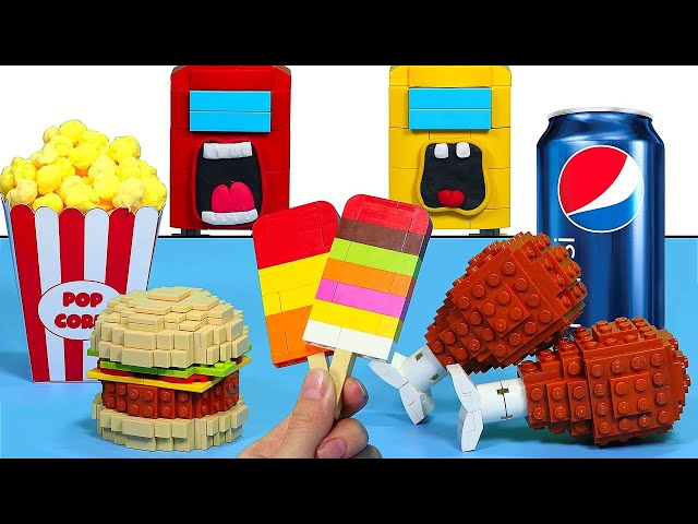 LEGO Fast Food Challenge : AMONGUS ANIMATION MUKBANG In Real Life ASMR