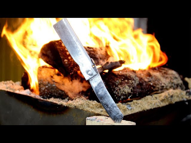 Forging a Pocket Knife from Rebar - Japanese Higonokami  pocket knife