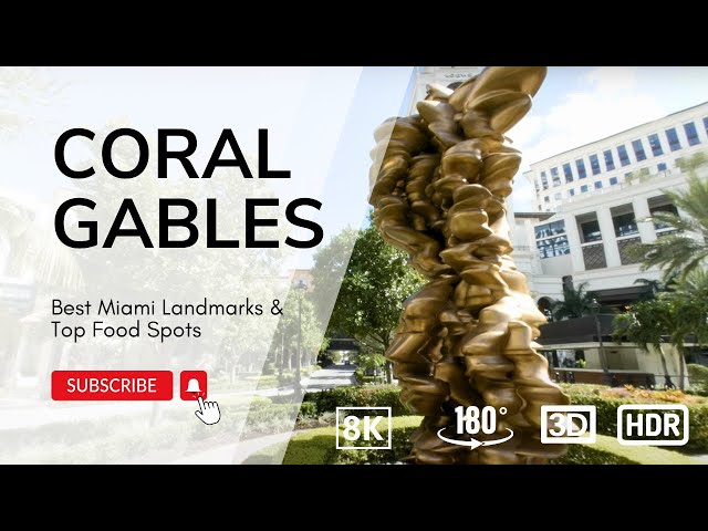 8K 180° 3D VR Tour of Coral Gables Florida| Best Miami Landmarks & Top Food Spots | Virtual Travel.