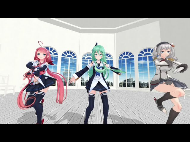 【VR180 MMD】STEP by 山風 江風 鹿島【艦これ】8K 3D VR