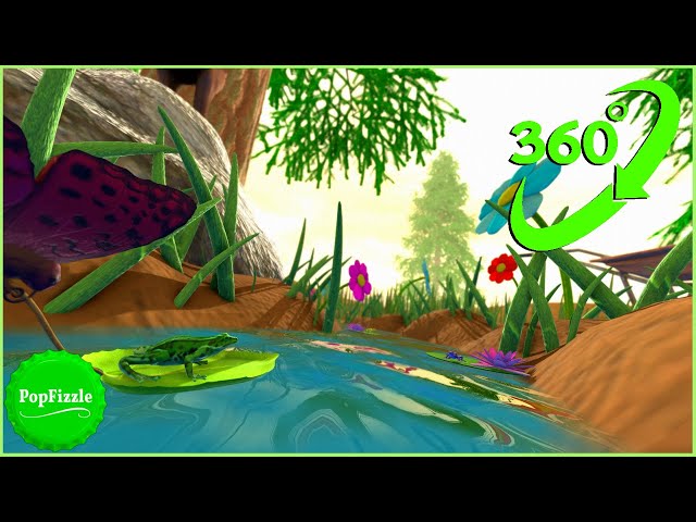 360 Video | Relaxing Leaf Ride🐸 | Animated VR 4K