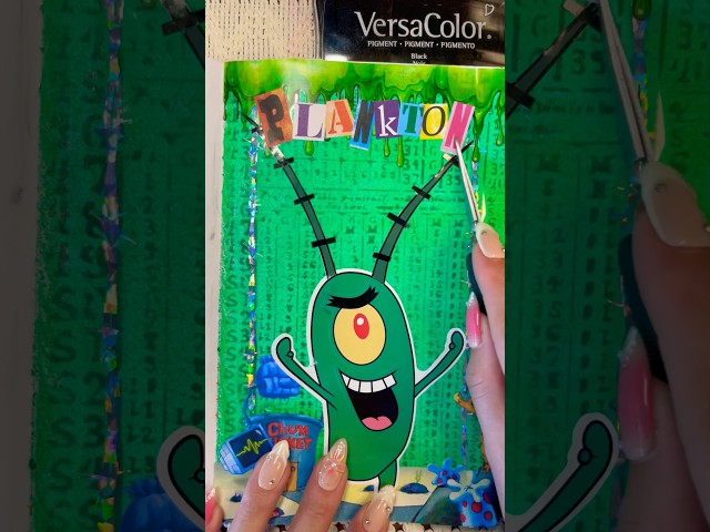 Plankton Scrapbook ASMR 💚 #plankton #journal #spongebob #nickelodeon #asmr #scrapbook