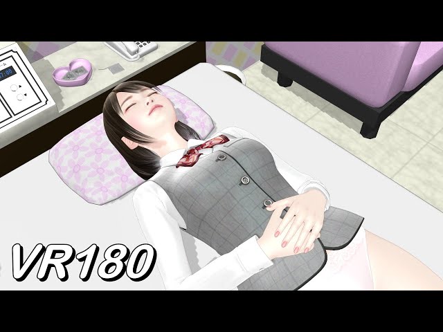 【VR180】Girls daily motion skirt off- Turning over @Hotel - Kakomiki model 【MMD 8K】 M injected