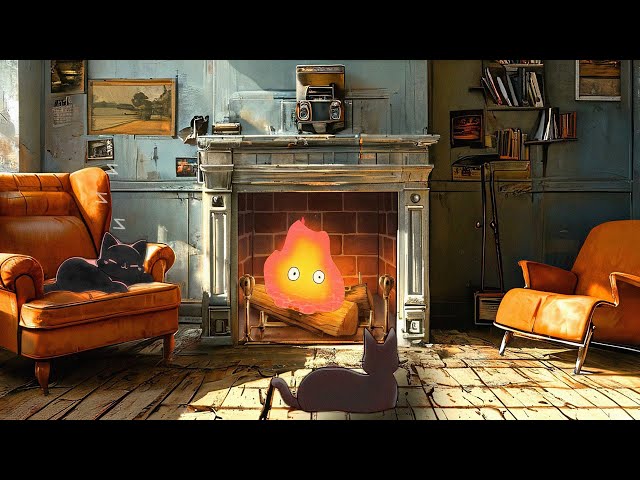 Anime Cozy Room Fireplace Ambiance 🔥 Lofi hip hop Chill Music ✨ Beats to Vibe ✨ Study to📚