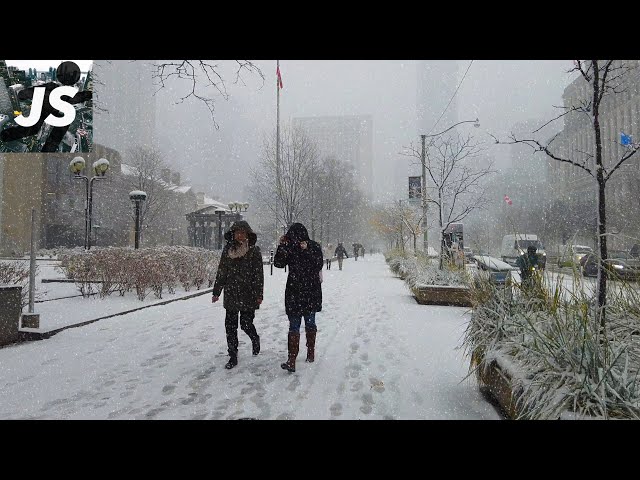 First Snowfall This Season! Downtown Toronto Walk (Nov 15, 2022)